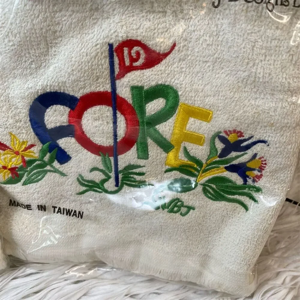 Set of 2 Vintage FORE Golf Sports Towels by BJ Designs Ltd Multicolor Retro